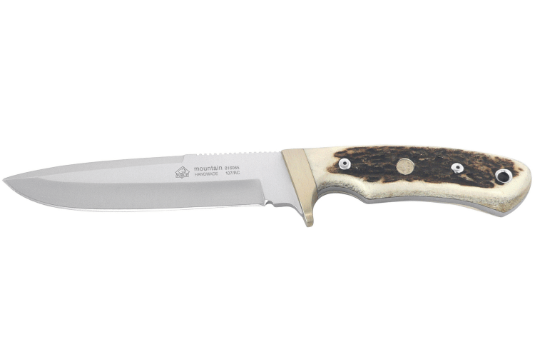 Couteau Puma IP Mountain 320114 lame 14,5cm manche bois de cerf + étui en cuir