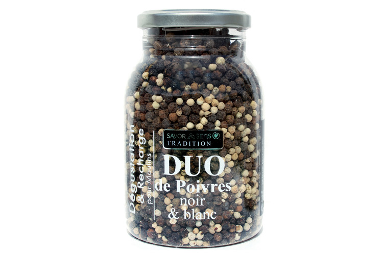 Recharge poivres duo noir et blanc Savor&Sens - 140g