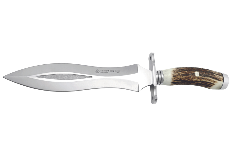 Couteau Puma IP Catcher II Stag 312723 lame 23,3cm manche bois de cerf + étui en cuir