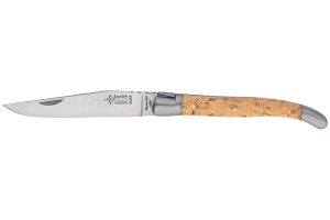 Couteau pliant Laguiole Arbalète G.DAVID 4512 manche en bois de bouleau avec deux mitres en inox mat