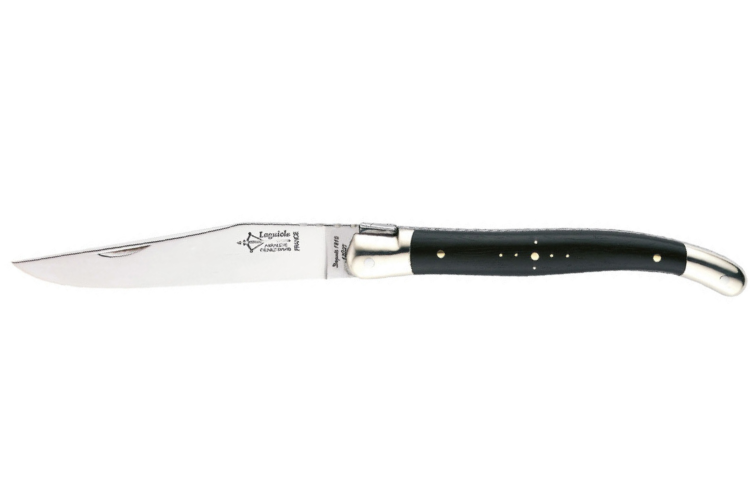 Couteau pliant Laguiole G.DAVID 3511 manche en ébène avec deux mitres en inox brillant