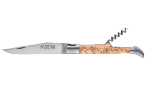 Couteau pliant Laguiole GILLES 8642 manche en bois de bouleau 12cm avec tire-bouchon