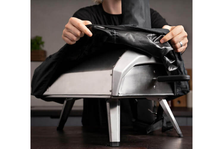 Housse De Protection Four à Pizza En Tissu Oxford Imperméable - Modèle Burnhard Nero Avec Sac Cheminée