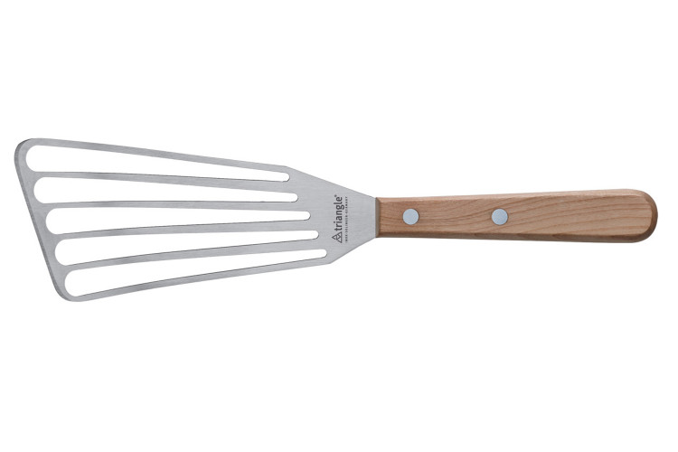 Spatule ajour&eacute;e Triangle manche bois de cerisier 29cm