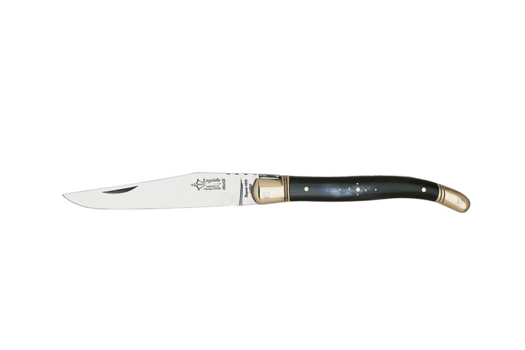 Couteau pliant Laguiole G.DAVID 26770 manche en corne 10cm avec 2 mitres en laiton