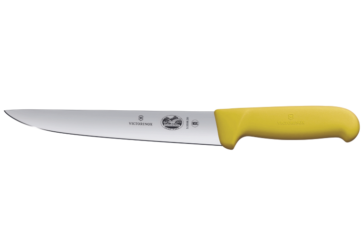 Couteau &agrave; saigner/d&eacute;couper Victorinox 5.5508.20 lame 20cm manche fibrox jaune