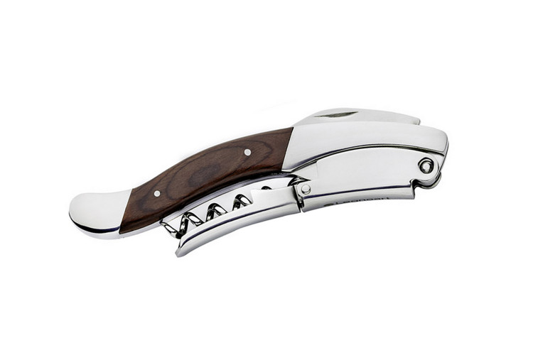 Tire-bouchons professionnel Legnoart Ghemme WF-1DX en acier brillant et manche en weng&eacute;