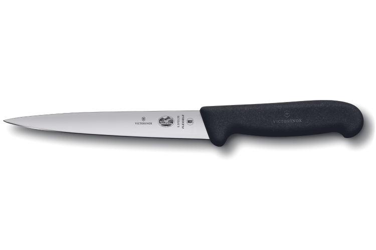 Couteau &agrave; d&eacute;nerver/filet de sole Victorinox 5.3703.18 lame 18cm manche fibrox noir