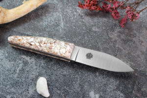 Couteau à huître Charles Canon manche en coquille Saint-Jacques fabriqué en France + coffret en chêne