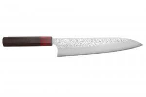Couteau de chef japonais artisanal Yoshimi Kato Minamo SG2 Tsuchime 21cm