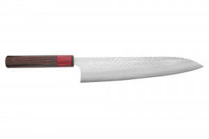 Couteau de chef japonais artisanal Yoshimi Kato Minamo SG2 Tsuchime 24cm