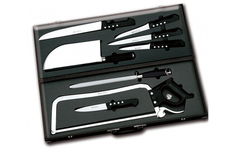 Malette boucherie 9 couteaux et accessoires Au Nain 3 rivets