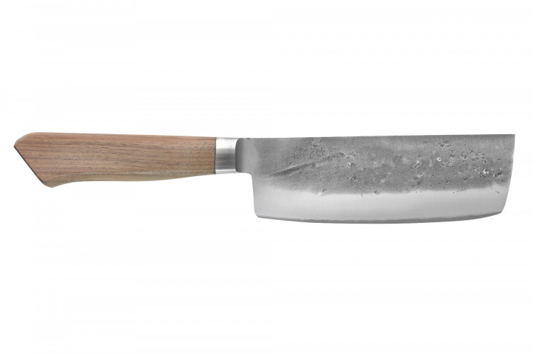 Couteau nakiri japonais artisanal Wusaki Nogami BS2 15cm manche en noyer reconditionné