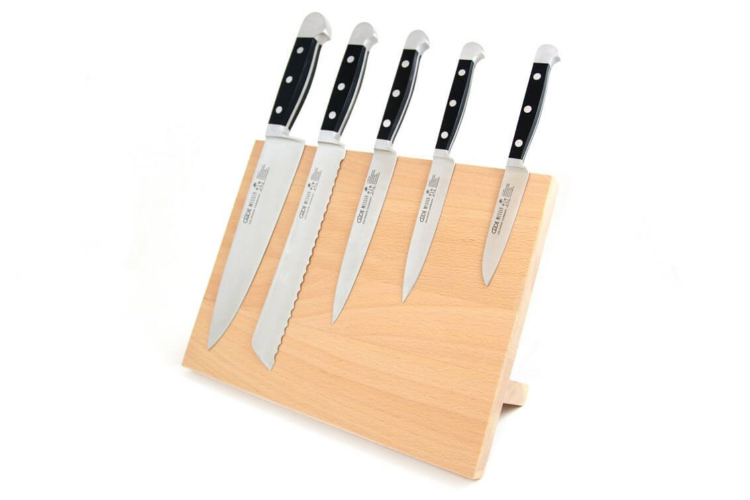 Bloc couteaux magnétique GÜDE 5360 en bois de hêtre vide pour 5 couteaux en acier