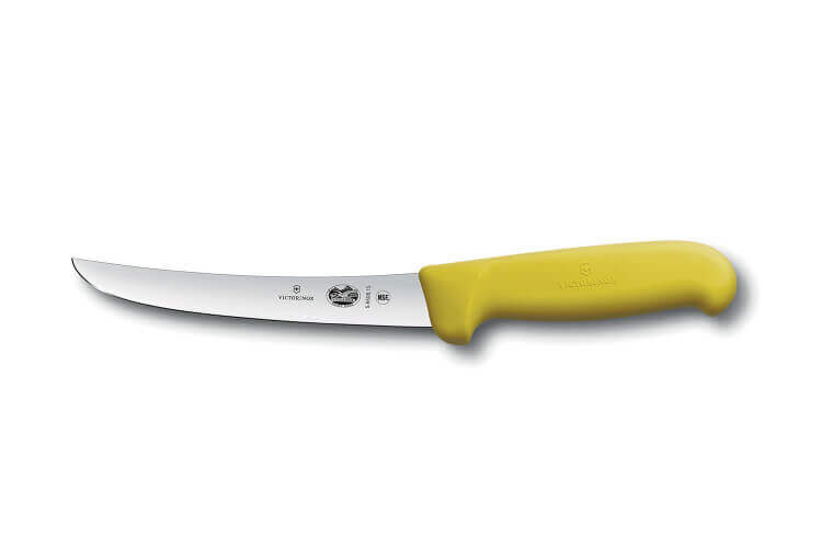 Couteau à désosser Victorinox 5.6508.15 lame renversée 15cm manche fibrox jaune
