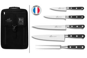 Sac spécial chef Sabatier Idéal Inox 4 couteaux de cuisine français + 1  fourchette - Exclusivité