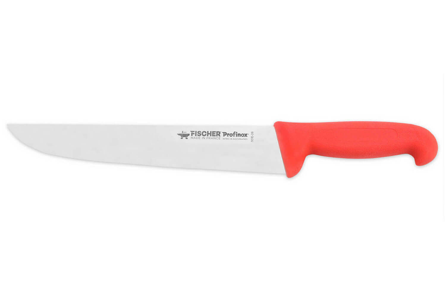Couteau de boucher Fischer lame 20cm manche PP rouge