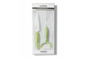 Coffret couteau d'office 11 cm + Eplucheur céramique horizontal vert - Kyocera