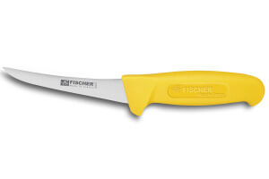 Couteau à désosser professionnel Fischer HACCP lame courbée 13cm manche jaune