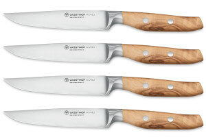 Coffret 4 couteaux à steak forgés Wüsthof Amici 12cm en bois d'olivier