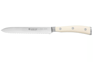 Couteau à saucisson Wüsthof Classic Ikon Blanc forgé lame crantée 14cm