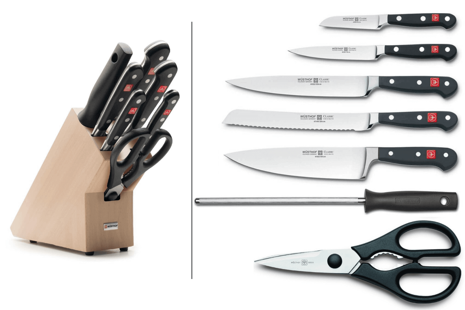 Wusthof Classic bloc 5 couteaux forgés + 2 accessoires