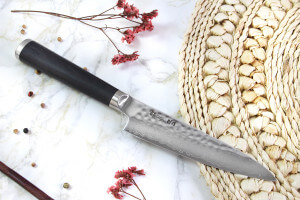 Couteau universel japonais Shizu Hamono Bessaku Miyako martelé damas 33 couches 13cm