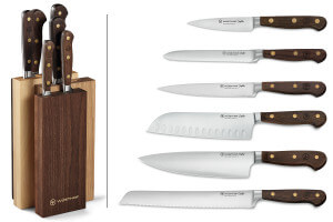 Bloc 6 couteaux forgés Wüsthof Crafter design en chêne, érable et hêtre