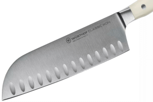 Couteau santoku Wüsthof Classic Ikon blanc forgé lame alvéolée 17cm