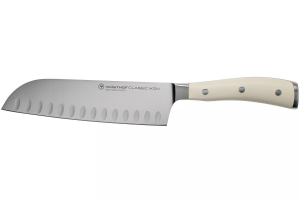 Couteau santoku Wüsthof Classic Ikon blanc forgé lame alvéolée 17cm