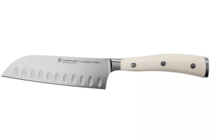 Couteau santoku Wüsthof Classic Ikon blanc forgé lame alvéolée 14cm