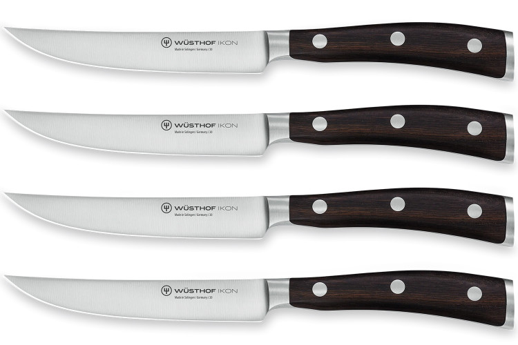 Coffret 4 couteaux à steak Wüsthof Ikon forgés 12cm manches en bois de grenadille