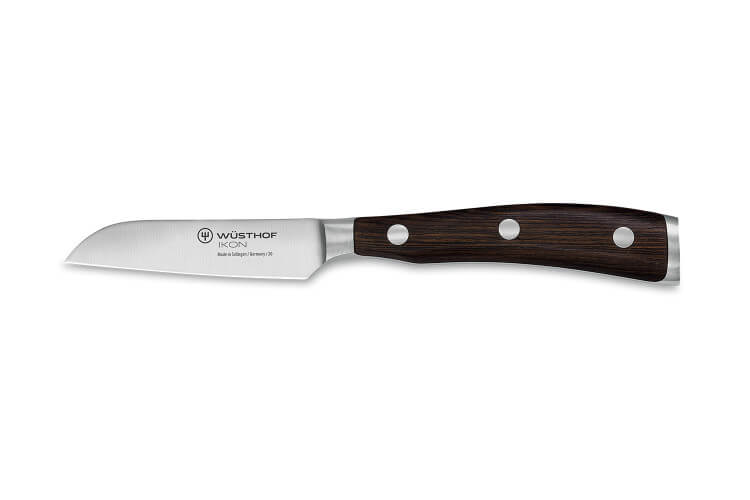 Couteau d'office Wüsthof Ikon forgé 8cm lame droite manche en bois de grenadille