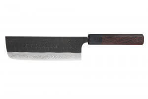 Couteau nakiri japonais artisanal Nao Yamamoto Damas AS brut de forge 16,5cm