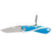 Couteau pliant Wichard Aquaterra 10156 lame lisse manche bleu avec tire-bouchon