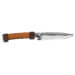 Couteau de chasse Wildsteer WILD0101P forgé lame tanto 11,5cm manche cuir clair + étui en cuir assorti + pierre à feu