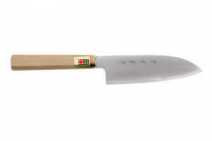 Couteau santoku japonais artisanal Kasahara Shigehiro forgé par Yoshikazu Ikeda 16,5cm