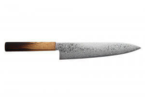 Couteau de chef japonais artisanal Yoshihiro Zad lame damassée 21cm