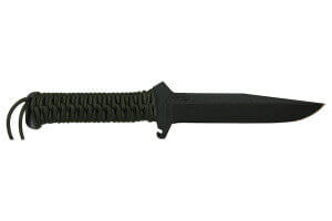 Couteau de chasse Wildsteer TX Wild TXW3112 lame noire 16cm manche paracorde Kaki + étui en nylon