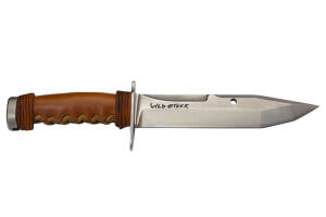 Couteau de chasse Wildsteer Kangal KAN0102 forgé lame tanto 17,5cm manche cuir + étui en cuir