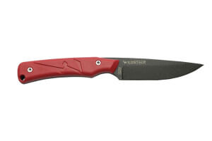 Couteau Wildsteer Troll TRO3104 lame noire 8,5cm manche tactiprène rouge + étui en Kydex