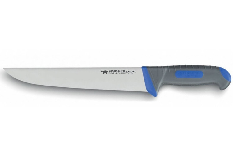 Couteau trancheur 30cm Fischer SANDVIK manche bleu ultra confort