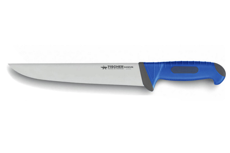Couteau trancheur 30cm Fischer SANDVIK manche bleu ultra confort