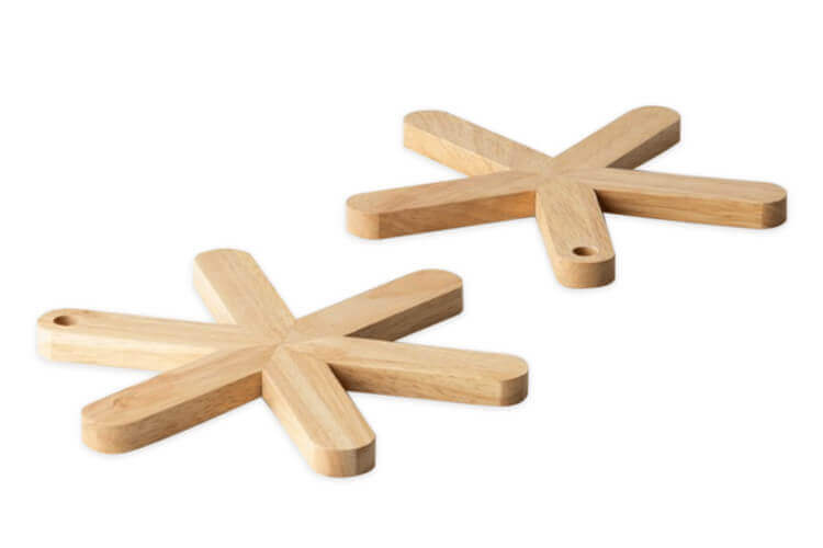 Set 2 dessous de plat en étoile Continenta 3421 en bois d'hévéa