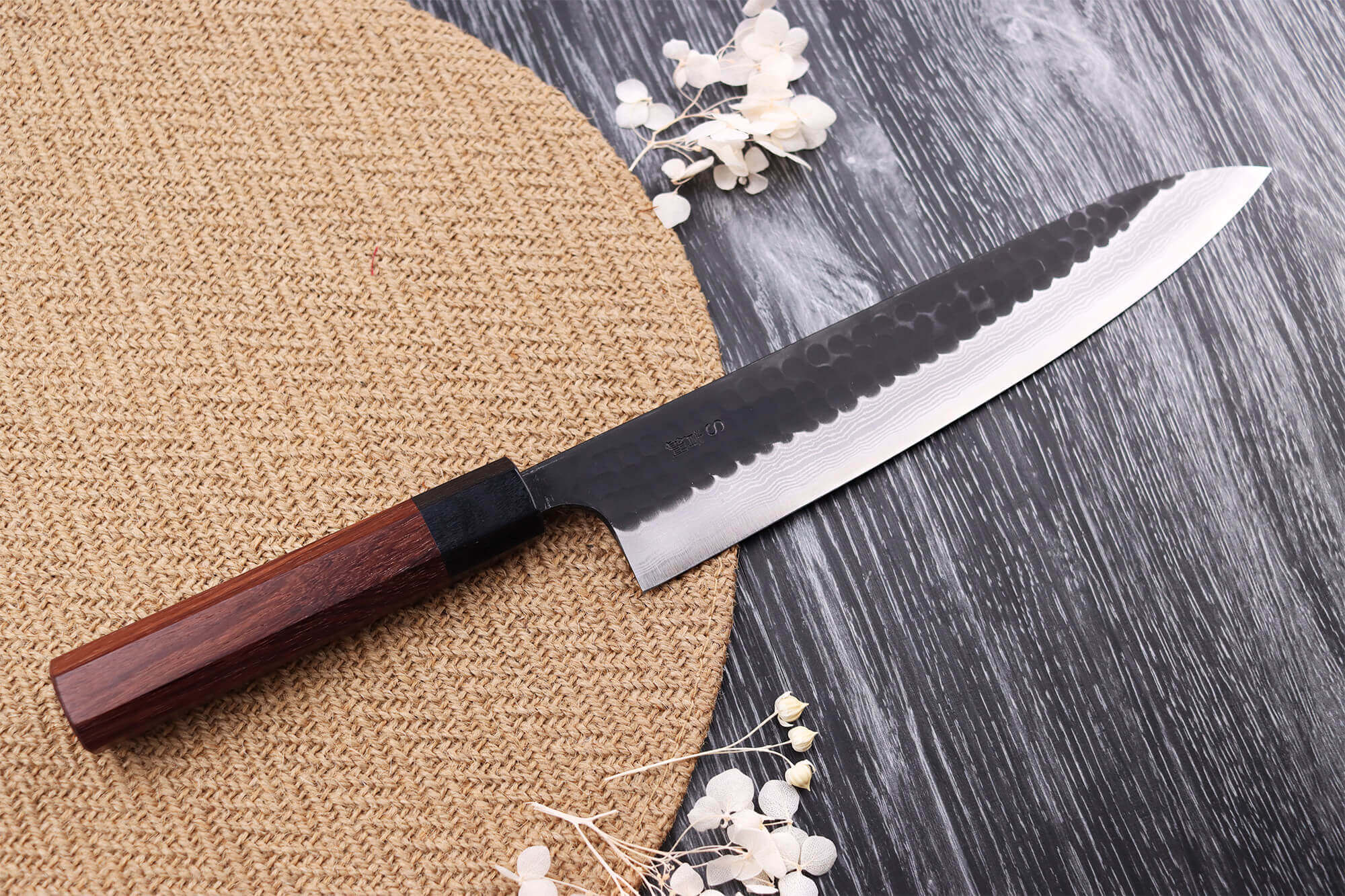 Yamamoto couteau japonais artisanal sujihiki aogami 24cm