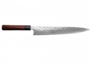 Couteau sujihiki japonais artisanal Takeshi Saji R2 Damas 27cm