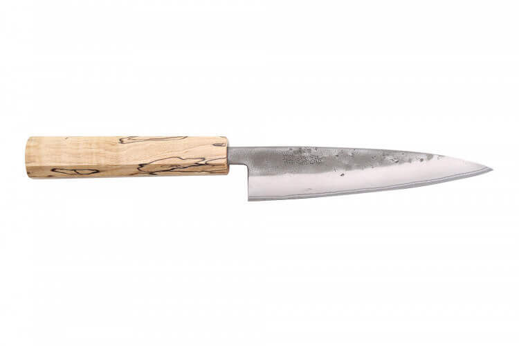 Couteau universel japonais artisanal Wusaki Nakata Erable BS2 13,5cm manche érable