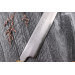 Couteau sakimaru takohiki japonais artisanal Naoki Mazaki Damascus biseauté 27cm corne claire