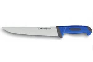 Couteau trancheur 28cm Fischer SANDVIK manche bleu ultra confort