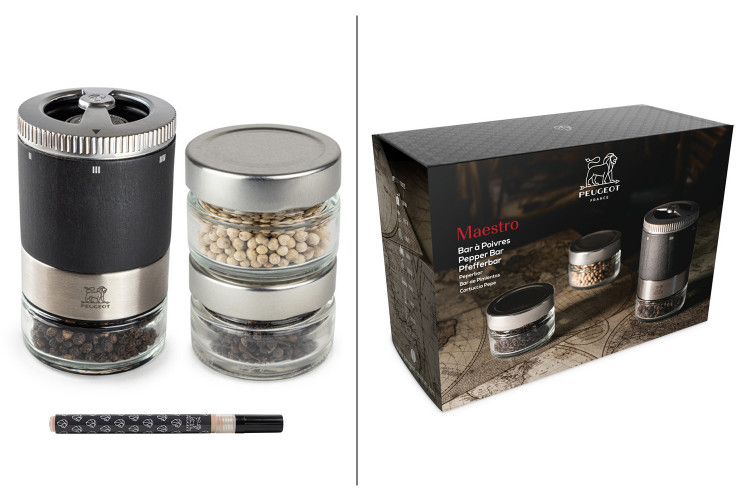 Coffret moulin à poivre Peugeot Maestro U'Select avec 3 réservoirs